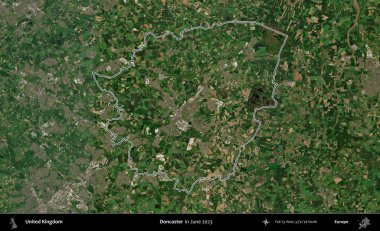 Doncaster 'da. Haziran 2023 'te çekilen Kopernik Nöbetçi karolarından oluşan bir uydu görüntüsü üzerinde Birleşik Krallık' ın idari alanının ana hatlarını belirledik.