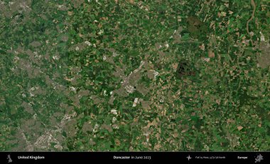 Doncaster 'da. Haziran 2023 'te çekilen Kopernik Nöbetçi karolarından oluşan bir uydu görüntüsü üzerinde Birleşik Krallık' ın idari alanı