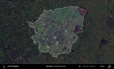 Doncaster 'da. Birleşik Krallık 'ın idari alanı, Aralık 2024' te çekilen Kopernik Nöbetçi karolarından oluşan koyu renkli bir uydu görüntüsü üzerinde vurgulandı ve özetlendi.