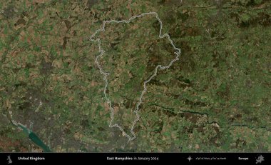 Doğu Hampshire. Ocak 2024 'te çekilen Kopernik Nöbetçi karolarından oluşan bir uydu görüntüsü üzerinde Birleşik Krallık' ın idari bölgesinin ana hatlarını belirledik.