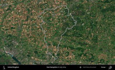 Doğu Hampshire. Temmuz 2024 'te çekilen Copernicus Sentinel karolarından oluşan bir uydu görüntüsü üzerinde Birleşik Krallık' ın idari bölgesinin ana hatlarını belirledik.