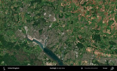 Eastleigh 'de. Temmuz 2024 'te çekilen Kopernik Nöbetçi karolarından oluşan bir uydu görüntüsü üzerinde Birleşik Krallık' ın idari alanı