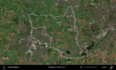 Yıkama. Ekim 2022 'de çekilen Kopernik Nöbetçi karolarından oluşan bir uydu görüntüsü üzerinde Birleşik Krallık' ın idari alanının ana hatlarını belirledik.