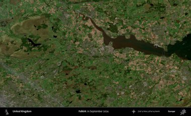 Falkirk. Eylül 2024 'te Copernicus Sentinel karolarından oluşan bir uydu görüntüsü üzerinde Birleşik Krallık' ın idari alanı