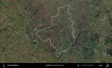 Fenland. Kasım 2024 'te çekilen Kopernik Nöbetçi karolarından oluşan bir uydu görüntüsü üzerinde Birleşik Krallık' ın idari bölgesinin ana hatlarını belirledik.