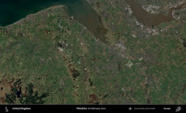 Flintshire 'da. Kopernik Sentinel 'in Şubat 2021' de çekilmiş uydu görüntüsü üzerine Birleşik Krallık 'ın idari alanı