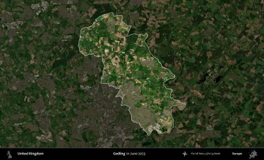 Gedling. Birleşik Krallık 'ın idari alanı, Haziran 2023' te çekilen Kopernik Nöbetçi karolarından oluşan koyu renkli bir uydu görüntüsüyle vurgulanmış ve özetlenmiştir.