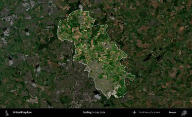 Gedling. Birleşik Krallık 'ın idari alanı, Temmuz 2024' te çekilen Kopernik Nöbetçi karolarından oluşan koyu renkli bir uydu görüntüsü üzerinde vurgulandı ve özetlendi.