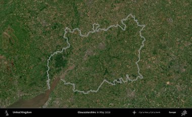 Gloucestershire 'da. Mayıs 2020 'de çekilen Copernicus Sentinel karolarından oluşan bir uydu görüntüsü üzerinde Birleşik Krallık' ın idari bölgesini özetledik.