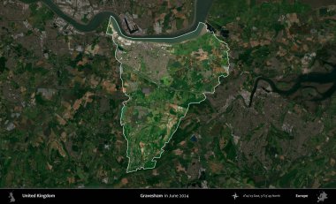 Gravesham. Birleşik Krallık 'ın idari alanı, Haziran 2024' te çekilen Kopernik Nöbetçi karolarından oluşan koyu renkli bir uydu görüntüsü üzerinde vurgulandı ve özetlendi.
