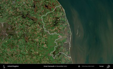 Yüce Yarmouth. Kasım 2022 'de çekilen Kopernik Nöbetçi karolarından oluşan bir uydu görüntüsü üzerinde Birleşik Krallık' ın idari alanının ana hatlarını belirledik.