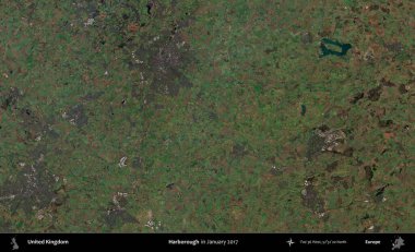 Harborough 'da. Ocak 2017 'de çekilen Kopernik Nöbetçi karolarından oluşan bir uydu görüntüsü üzerinde Birleşik Krallık' ın idari alanı