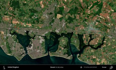 Havant. Temmuz 2024 'te çekilen Kopernik Nöbetçi karolarından oluşan bir uydu görüntüsü üzerinde Birleşik Krallık' ın idari alanı