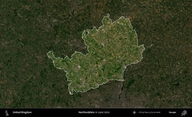 Hertfordshire 'da. Birleşik Krallık 'ın idari alanı, Haziran 2020' de çekilen Kopernik Nöbetçi karolarından oluşan koyu renkli bir uydu görüntüsü üzerinde vurgulandı ve özetlendi.