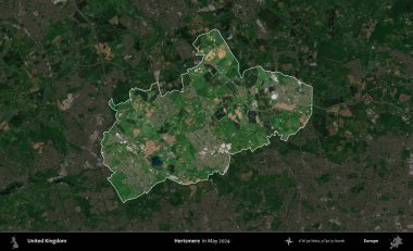 Hertsmere. Birleşik Krallık 'ın idari alanı, Mayıs 2024' te çekilen Kopernik Nöbetçi karolarından oluşan koyu renkli bir uydu görüntüsü üzerinde vurgulandı ve özetlendi.
