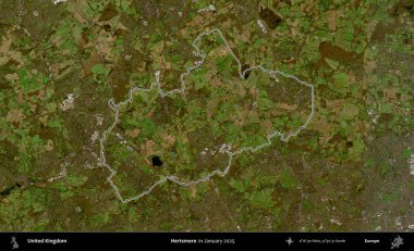 Hertsmere. Ocak 2025 'te çekilen Kopernik Nöbetçi karolarından oluşan bir uydu görüntüsü üzerinde Birleşik Krallık' ın idari alanının ana hatlarını belirledik.