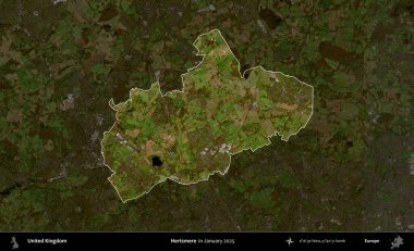 Hertsmere. Birleşik Krallık 'ın idari alanı, Ocak 2025' te çekilen Kopernik Nöbetçi karolarından oluşan koyu renkli bir uydu görüntüsü üzerinde vurgulandı ve özetlendi.