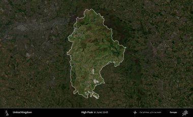 Yüksek Tepe. Birleşik Krallık 'ın idari alanı, Haziran 2018' de çekilen Kopernik Nöbetçi karolarından oluşan koyu renkli bir uydu görüntüsü üzerinde vurgulandı ve özetlendi.