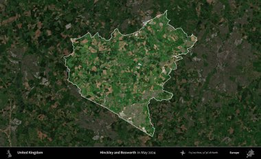 Hinckley ve Bosworth. Birleşik Krallık 'ın idari alanı, Mayıs 2024' te çekilen Kopernik Nöbetçi karolarından oluşan koyu renkli bir uydu görüntüsü üzerinde vurgulandı ve özetlendi.