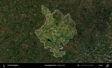 Huntingdonshire 'da. Birleşik Krallık 'ın idari alanı, Mayıs 2020' de çekilen Kopernik Nöbetçi karolarından oluşan koyu renkli bir uydu görüntüsü üzerinde vurgulandı ve özetlendi.