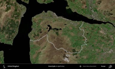 Inverclyde. Nisan 2024 'te çekilen Kopernik Nöbetçi karolarından oluşan bir uydu görüntüsü üzerinde Birleşik Krallık' ın idari bölgesinin ana hatlarını belirledik.