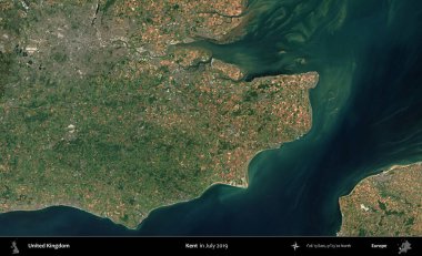 Kent. Temmuz 2019 'da çekilen Kopernik Nöbetçi karolarından oluşan bir uydu görüntüsü üzerinde Birleşik Krallık' ın idari alanı