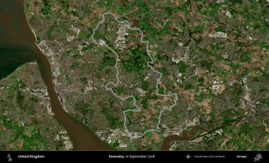 Knowsley. Eylül 2018 'de çekilen Kopernik Nöbetçi karolarından oluşan bir uydu görüntüsü üzerinde Birleşik Krallık' ın idari alanının ana hatlarını belirledik.