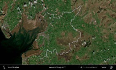 Lancaster. Mayıs 2017 'de çekilen Copernicus Sentinel karolarından oluşan bir uydu görüntüsü üzerinde Birleşik Krallık' ın idari bölgesinin ana hatlarını belirledik.