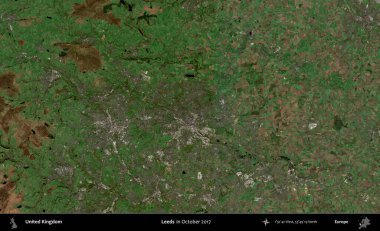 Leeds. Ekim 2017 'de çekilen Kopernik Nöbetçi karolarından oluşan bir uydu görüntüsü üzerinde Birleşik Krallık' ın idari alanı