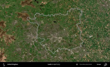 Leeds. Nisan 2023 'te çekilen Kopernik Nöbetçi karolarından oluşan bir uydu görüntüsü üzerinde Birleşik Krallık' ın idari alanının ana hatlarını belirledik.