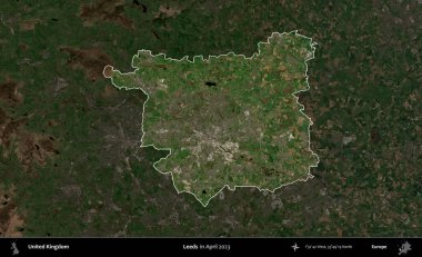 Leeds. Birleşik Krallık 'ın idari alanı, Nisan 2023' te çekilen Kopernik Nöbetçi karolarından oluşan koyu renkli bir uydu görüntüsü üzerinde vurgulandı ve özetlendi.