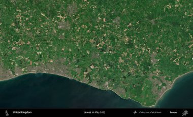 Lewes. Mayıs 2023 'te Copernicus Sentinel karolarından oluşan bir uydu görüntüsü üzerinde Birleşik Krallık' ın idari alanı