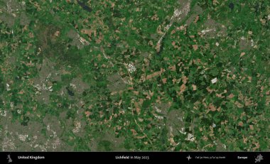 Lichfield 'da. Mayıs 2023 'te Copernicus Sentinel karolarından oluşan bir uydu görüntüsü üzerinde Birleşik Krallık' ın idari alanı