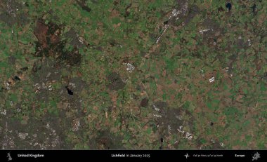Lichfield 'da. Ocak 2025 'te çekilen Kopernik Nöbetçi karolarından oluşan bir uydu görüntüsü üzerinde Birleşik Krallık' ın idari alanı