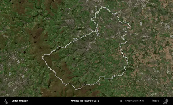 Kirklees. Eylül 2023 'te çekilen Kopernik Nöbetçi karolarından oluşan bir uydu görüntüsü üzerinde Birleşik Krallık' ın idari bölgesinin ana hatlarını belirledik.