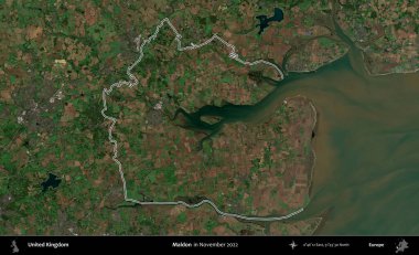 Maldon. Kasım 2022 'de çekilen Kopernik Nöbetçi karolarından oluşan bir uydu görüntüsü üzerinde Birleşik Krallık' ın idari alanının ana hatlarını belirledik.