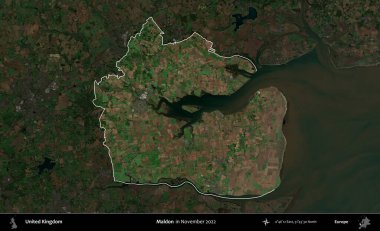 Maldon. Birleşik Krallık 'ın idari alanı, Kasım 2022' de çekilen Kopernik Nöbetçi karolarından oluşan koyu renkli bir uydu görüntüsü üzerinde vurgulandı ve özetlendi.