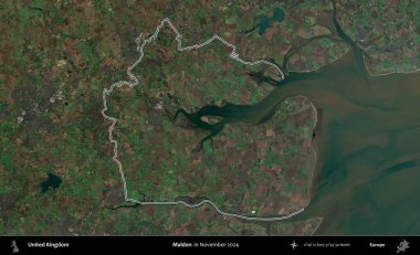Maldon. Kasım 2024 'te çekilen Kopernik Nöbetçi karolarından oluşan bir uydu görüntüsü üzerinde Birleşik Krallık' ın idari bölgesinin ana hatlarını belirledik.