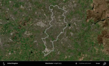 Manchester mı? Nisan 2023 'te çekilen Kopernik Nöbetçi karolarından oluşan bir uydu görüntüsü üzerinde Birleşik Krallık' ın idari alanının ana hatlarını belirledik.