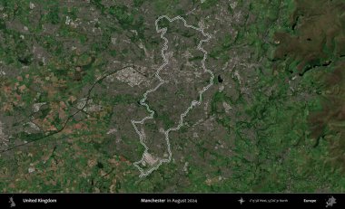 Manchester mı? Ağustos 2024 'te çekilen Kopernik Nöbetçi karolarından oluşan bir uydu görüntüsü üzerinde Birleşik Krallık' ın idari bölgesinin ana hatlarını belirledik.