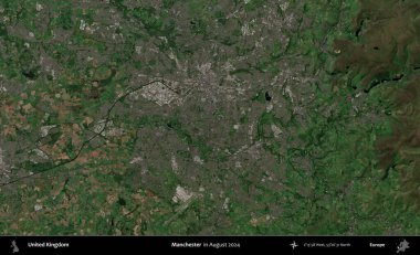 Manchester mı? Ağustos 2024 'te çekilen Kopernik Nöbetçi karolarından oluşan bir uydu görüntüsü üzerinde Birleşik Krallık' ın idari alanı