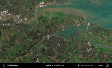 Medway. Kopernik Sentinel 'in Kasım 2024' te çekilmiş uydu görüntüsü üzerinde Birleşik Krallık 'ın idari alanı