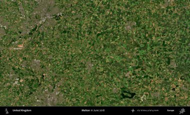 Melton. Haziran 2018 'de çekilen Kopernik Nöbetçi karolarından oluşan bir uydu görüntüsü üzerinde Birleşik Krallık' ın idari alanı
