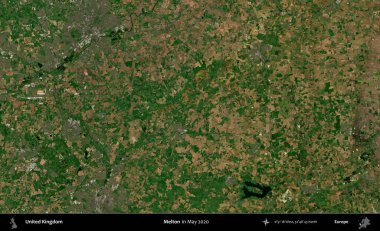 Melton. Mayıs 2020 'de Copernicus Sentinel karolarından oluşan bir uydu görüntüsü üzerinde Birleşik Krallık' ın idari alanı