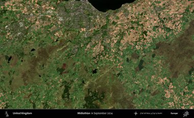 Midlothian. Eylül 2024 'te Copernicus Sentinel karolarından oluşan bir uydu görüntüsü üzerinde Birleşik Krallık' ın idari alanı