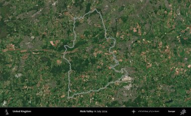 Köstebek Vadisi. Temmuz 2024 'te çekilen Copernicus Sentinel karolarından oluşan bir uydu görüntüsü üzerinde Birleşik Krallık' ın idari bölgesinin ana hatlarını belirledik.