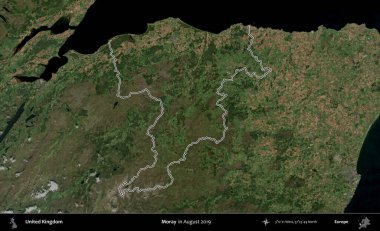 - Moray. Ağustos 2019 'da çekilen Kopernik Nöbetçi karolarından oluşan bir uydu görüntüsü üzerinde Birleşik Krallık' ın idari bölgesini özetledik.