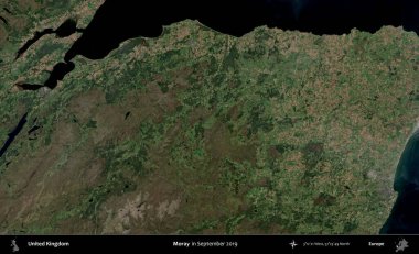 - Moray. Eylül 2019 'da çekilen Kopernik Nöbetçi karolarından oluşan bir uydu görüntüsü üzerinde Birleşik Krallık' ın idari alanı