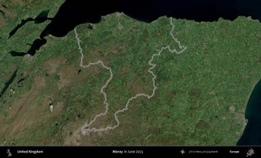 - Moray. Haziran 2023 'te çekilen Kopernik Nöbetçi karolarından oluşan bir uydu görüntüsü üzerinde Birleşik Krallık' ın idari alanının ana hatlarını belirledik.