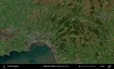 Talbot Limanı 'nın yanında. Eylül 2018 'de çekilen Kopernik Nöbetçi karolarından oluşan bir uydu görüntüsü üzerinde Birleşik Krallık' ın idari alanı